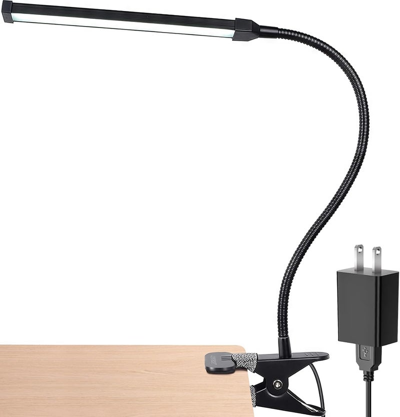 Le Power Led Clip on Light, 5W Reading Lights for Books in Bed with Gooseneck, Adjustable Color Temperature Clip Lamp, Ideal for Bedtime Reading and Piano Light, Metal, Black - Image 1